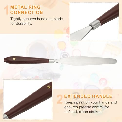 HARFINGTON 2pcs Palette Knife Painting Tool 5.39"x0.91" Red/Silver | Stainless Steel, Art Spatula Pallet Knives Scrapers Tools, with Plastic Handle, for Acrylic Oil Canvas Mixing Spreading
