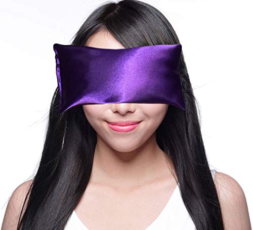 Lavender Eye Pillow - Hot Cold Weighted Eye Pillows for Relaxation, Sleep, Stress, Migraine Relief, Yoga - Aromatherapy Gifts for Women, Birthday, Teachers, Made in USA by Happy Wraps - Amethyst - color: Amethyst