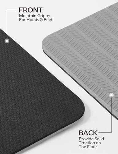 Ewedoos Eco Friendly Yoga Mat Thick TPE Yoga Mat Non Slip Yoga Mats Anti-tear Exercise Workout Mat for Women Men Kids Yoga, Pilates and Fitness - color: Black Yoga Mat