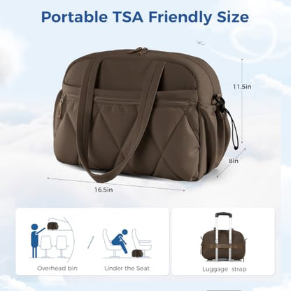 Women's Duffle Gym Bag, Carry-On Shoe Compartment for Weekender Overnight - color: Chocolate, size: Medium
