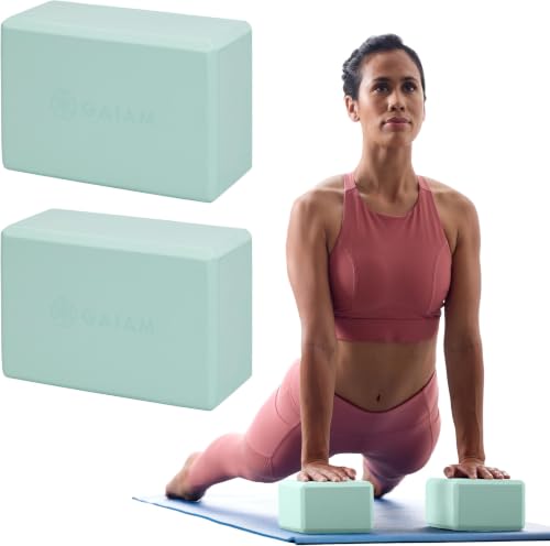 Gaiam Yoga Block - Supportive Latex-Free Eva Foam - Soft Non-Slip Surface with Beveled Edges for Yoga, Pilates, Meditation - color: Lagoon (Pack of 12), style: 2 Blocks (Pack of 12)