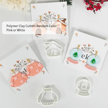 Xaekicr 3 PCS Christmas Polymer Clay Cutters Set – Winter Snow Globe, Sweater, House Clay Cutters for Earrings – Holiday Polymer Clay Molds and Clay Tools for DIY Crafts - color: 2A