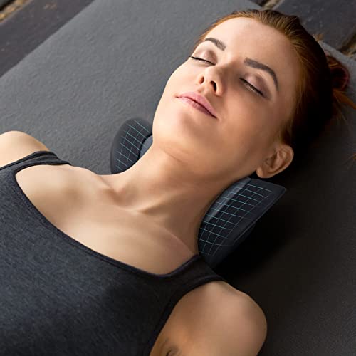 RESTCLOUD Comfortable Neck Stretcher for Neck Pain Relief, Neck and Shoulder Relaxer Cervical Traction Device for TMJ Pain Relief and Muscle Relax, Cervical Spine Alignment Chiropractic Pillow - color: Black