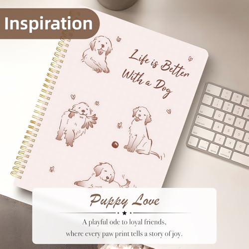 Cute Spiral Notebook journal A4 Aesthetic Pretty Design for Women Girls Kawaii with Pocket, 8.5 x 11 inch, Lined, Better Dog - color: Better Dog, style: Lined