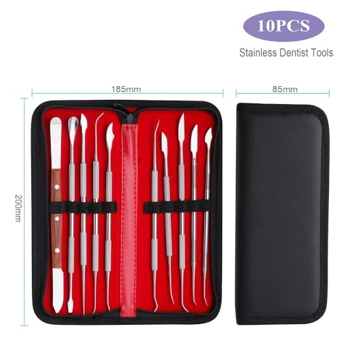 10 PCS Dental Wax Carving Tools Stainless Steel Waxing Modeling Kits | Wax Carvers Set Plaster Knife Metal Clay Sculpting Pottery Sculpture Tools Double Ended Tools