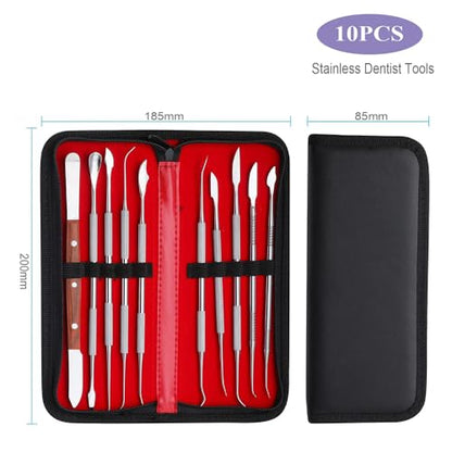 10 PCS Dental Wax Carving Tools Stainless Steel Waxing Modeling Kits | Wax Carvers Set Plaster Knife Metal Clay Sculpting Pottery Sculpture Tools Double Ended Tools