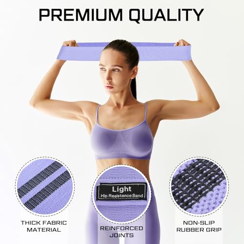 Lenwen 12 Pcs Fabric Resistance Bands Bulk - color: Lilac, style: Light Resistance
