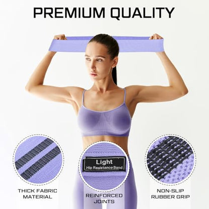 Lenwen 12 Pcs Fabric Resistance Bands Bulk - color: Lilac, style: Light Resistance