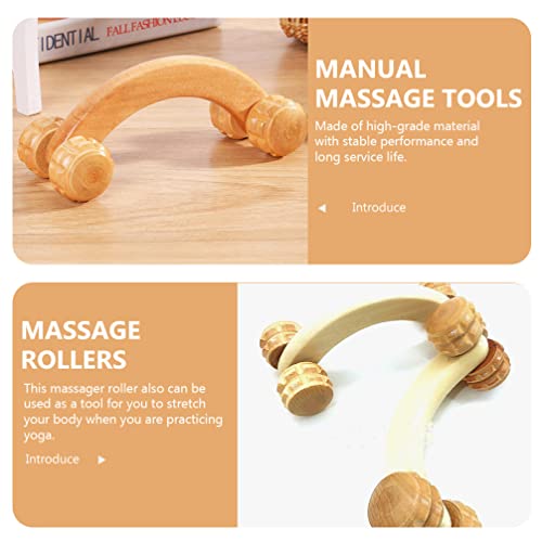 LALAFINA Massage Roller Wooden Back Massager Roller for Muscle Tension Relief Handheld Body for Yoga Stretching Blood Circulation Portable 6.29 X 2.67 X 2.36 in