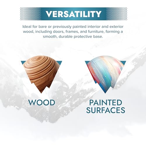 Polar Wood Primer - 33 Fl Oz - Matte White Finish - Water-Based Primer Paint for Interior & Exterior Wood Surfaces & Painted Surfaces - Strong Weather-Resistant Adhesion - Roller & Brush-On - size: 33 Fl Oz (Pack of 1)