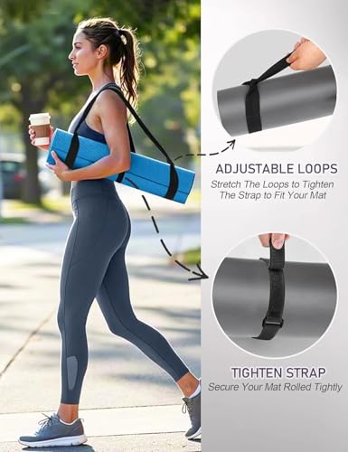 1Pc Black Yoga Mat Carrier Strap, Exercise Mat Carrier Adjustable Sling Weight Loss Fitness Binding Rope