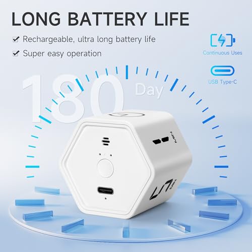 Productivity Timer, 1, 5, 10, 30, 60 Minute Presets, Desk Cube Timer | Gravity sensor, mute and vibration modes; ADHD-friendly for work, study, kitchen and back to school - color: White