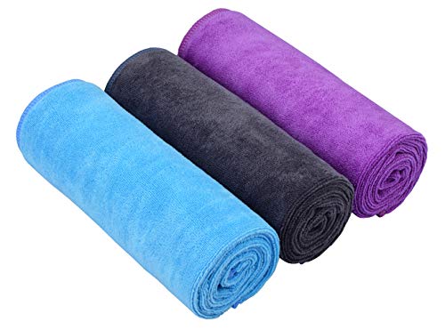 HOPESHINE Gyms Yoga Towels Soft Absorbent & Fast Drying 3-Pack - color: Grey+purple+sky Blue