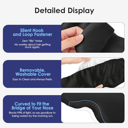 Weighted Eye Mask for Sleeping, Silk Sleep Mask for Side Sleeper(Black) - color: Silk-black