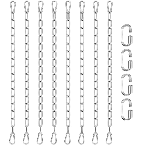 Moxweyeni 8 Pcs 20 Inch 304 Stainless Steel Coil Chain with Spring Snap Link Connector for Flower Pot Hanging Roadblock Link Anchor Pet Dog Gym Boxing Outdoor Indoor Swing Chair Hammock Transport