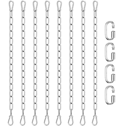 Moxweyeni 8 Pcs 20 Inch 304 Stainless Steel Coil Chain with Spring Snap Link Connector for Flower Pot Hanging Roadblock Link Anchor Pet Dog Gym Boxing Outdoor Indoor Swing Chair Hammock Transport