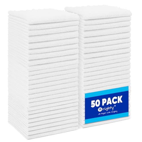 Orighty Microfiber Cleaning Cloth Bulk, 50 Pack Shop Towels 12x12 in, White - color: White, size: 50 Pack