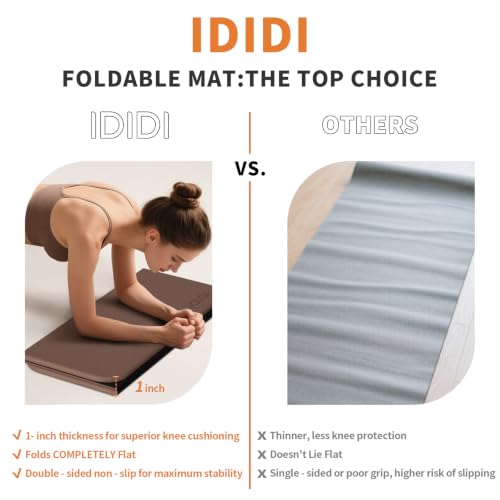 Foldable Exercise Pad Extra Thick 1.2" x 14" x 24" - color: Dark brown+black