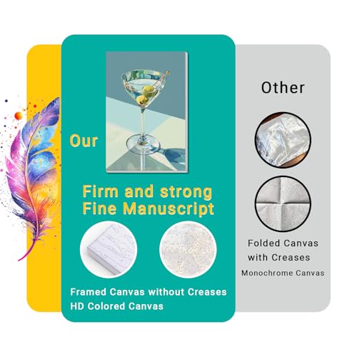 4 Pack Framed Paint by Numbers Kit for Adults Beginner Canvas Painting by Numbers for Adults Cocktail Easy Adult Paint by Number Kits with Frame Cocktails Art Watercolor Painting by Number 8x12 Inch - color: YFa0912