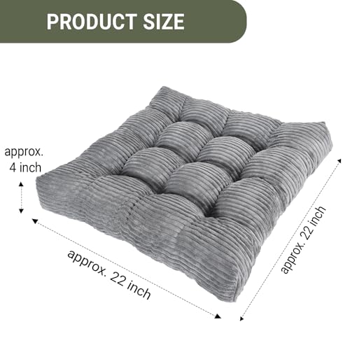 Meditation Floor Pillow Set of 2,Memory Foam Meditation Floor Cushions for Adults Sitting, Large Square Thickened Seat Cushion for Yoga, Tatami Living Room (2, Dark Grey) - color: Dark Grey