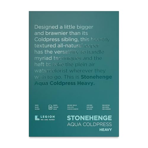 Stonehenge Aqua White Heavy Weight Block, 300lb, Coldpress, 10 x 14 Inches, 10 Sheets for Wet and Dry Media - size: 10 x 14