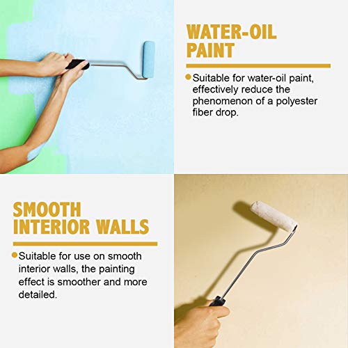 PILOT FISH 11Pcs Paint Roller Kit, Small Paint Roller with 10Pcs 4 inch Covers, Mini Paint Roller with Long Roller Frame, Paint Rollers for Painting Walls, Wall Painting Tools - size: 11pcs 4inch