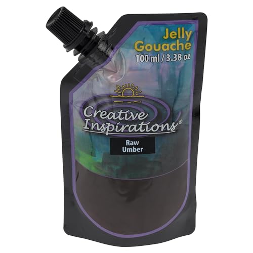 Creative Inspirations Jelly Gouache - Raw Umber 100 mL - Unique & Vibrant Jelly Gouache Paint for Artists, Beginners, Painting Parties and More - color: Raw Umber, size: 100 mL
