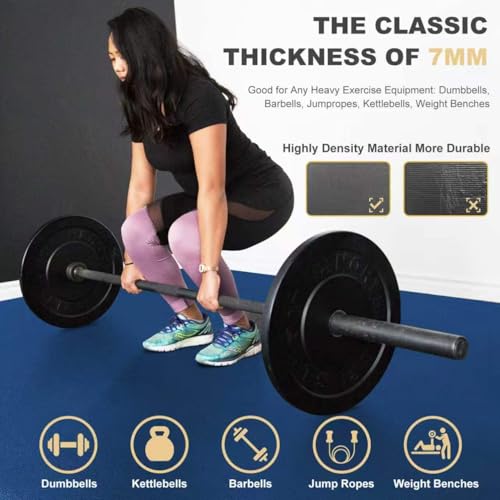 GXMMAT Extra Large Exercise Mat 16'x6'/12'x6'/10'x6'/8'x6'(7mm) - color: Navy Blue, size: 6*8 FT