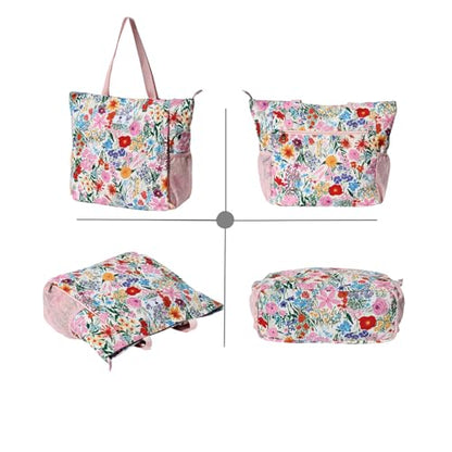 ESVAN Yoga Mat Bag Yoga Tote Carrier Shoulder Bag Carryall Tote for Office,Yoga,Pilates,Travel,Beach and Gym - color: A Pink Flower