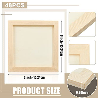 Kathfly 48 Pcs 6 x 6" Wood Panel Boards, Unfinished Wood Canvas Panels for Painting Crafts DIY Drawing Pouring Art Projects - size: 6 x 6 inch