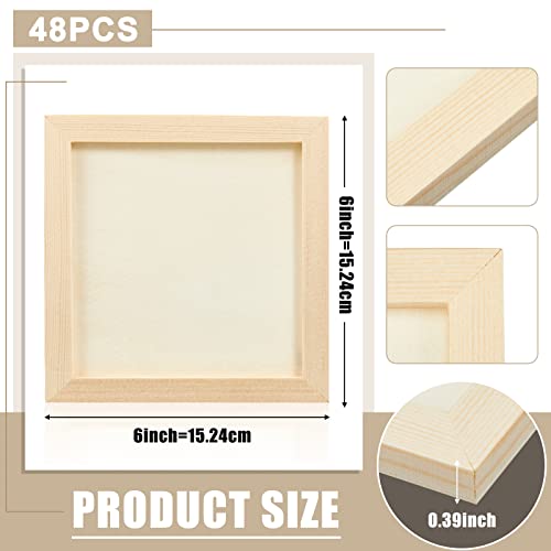 Kathfly 48 Pcs 6 x 6" Wood Panel Boards, Unfinished Wood Canvas Panels for Painting Crafts DIY Drawing Pouring Art Projects - size: 6 x 6 inch