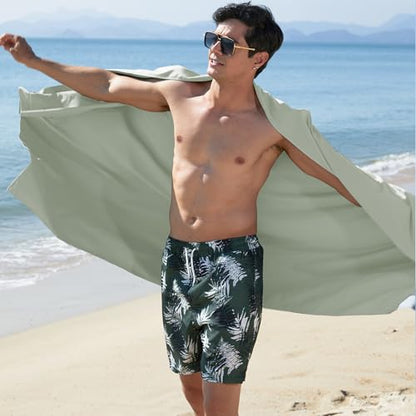Rainleaf Microfiber Towel Quick Dry Camping & Travel & Gym Towel. Compact - color: Bean Green, size: 60.00" x 30.00"