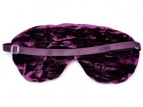 Handmade Opulence Yoga Eye Pillow - Weighted Flaxseed Fill, Lavender Aromatherapy, Satin & Velvet, Adjustable Strap - Ideal for Meditation & Restful Sleep - Grape - TEMFL-GP - color: GRAPE