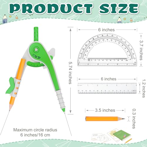 36 Pack Math Compass & Protractor Geometry Math Plastic Ruler Set Drawing Compass with Pencils 6 Inch Plastic Protractor for Geometry Bulk for Office Woodworking Art Drawing - style: 36 Pack