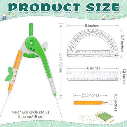36 Pack Math Compass & Protractor Geometry Math Plastic Ruler Set Drawing Compass with Pencils 6 Inch Plastic Protractor for Geometry Bulk for Office Woodworking Art Drawing - style: 36 Pack