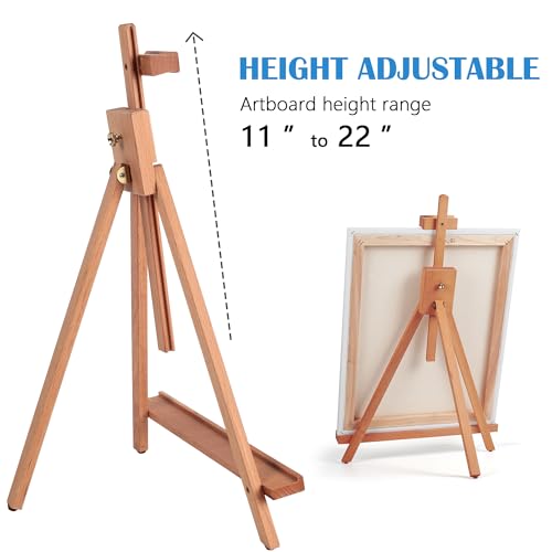 Beechwood 25" Tabletop Easel Display Stand for Painting | Holding Canvas Up to 22 1/2 Inches High, A-Frame Artist Tripod with Rubber Feet, Portable Photo and Sign Holder - size: 1 Pack