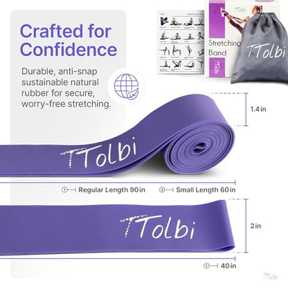 2-Pack Ballet Stretch Bands with Foot Mini Loop, Natural Rubber Dance Bands | Splits and flexibility training for kids, teens and adult dancers, gymnasts and cheerleaders, beginner guide and travel bag - color: Pulse Purple Small