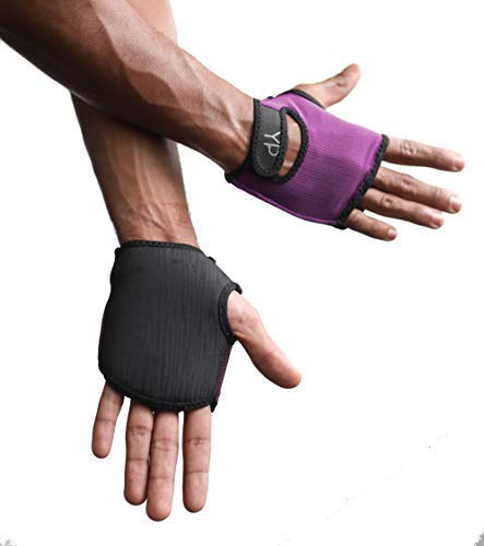 YogaPaws Elite Padded Anti Slip Grip Gloves for Women and Men for Yoga, Power Yoga, Pilates, Cycling, Crossfit, Outdoor Exercise, Weight Training and for Sweaty Hands - color: Rich Plum, size: Size 4
