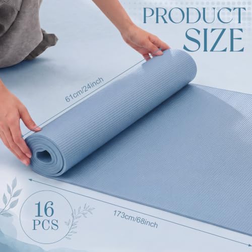 Funtery 3 mm Thin Yoga Mats Bulk, 68 x 24 Inches Lightweight PVC Exercise Mats Non Slip Workout Fitness Pads for Yoga Pilates Stretching Classes Gym Home Studio - color: Hazy Blue