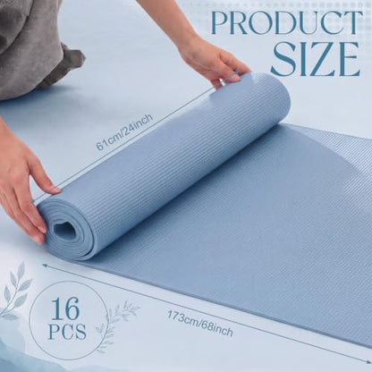 Funtery 3 mm Thin Yoga Mats Bulk, 68 x 24 in - color: Hazy Blue
