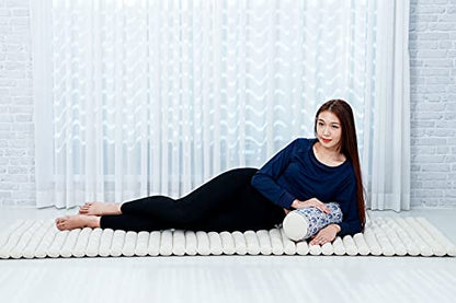 Leewadee Small Yoga Bolster – Shape-Retaining Cervical Neck Roll, Tube Pillow for Comfortable Reading, Kapok Filling, 22 x 6 x 6 inches - color: El1 - Blue