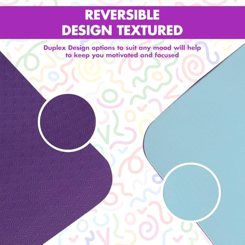 HOME ARCHIVE Premium Yoga Mat 6mm Print Reversible Extra Thick and Large Non Slip Exercise & Fitness Mat for All Types of Yoga Pilates & Floor Workouts (78" x 24" x 6mm Thick) - color: Violet