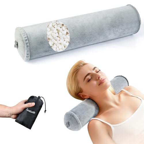 Luxtude Inflatable Neck Roll Pillow for Sleeping, Travel Neck Pillow - color: Grey-3.9" H