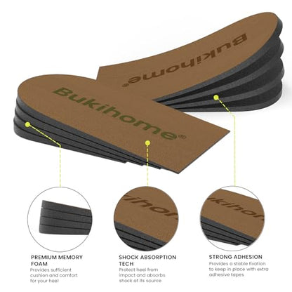 Adjustable Heel Lift Inserts for Shoes - Bukihome Orthopedic Shoe Lift for Uneven Legs 4 Layers Height Increase Insole for Heel Pain,Heel Spur,Achilles Tendonitis,Medium(Women 9-11.5/Men 7-9.5) | Shoe Lift for Uneven Legs 4 Layers Height Increase Insole f