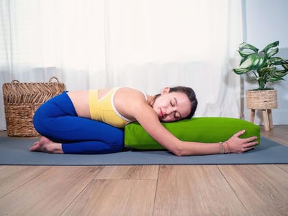 Pranayama Yoga Bolster Meditation Pillow - color: Green, size: Rectangular 26" x 8" x 5"