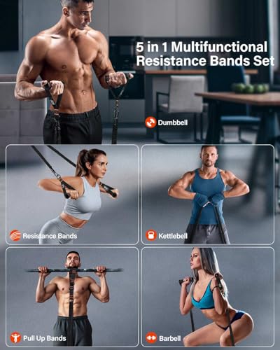 Resistance Bands, Exercise Bands, Resistance Bands for Working Out, Pull Up Assistance Bands, Work Out Bands with Handles for Men and Women Fitness, Strength Training Equipment - color: Black