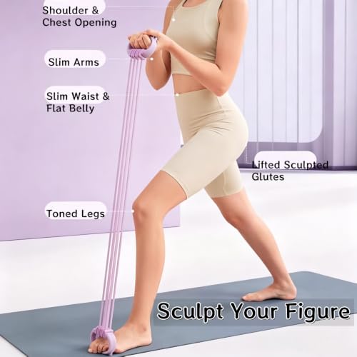 Figure 8 Resistance Band for Women 15-90LBS, Adjustable Resistance Bands with Handles - color: Pink