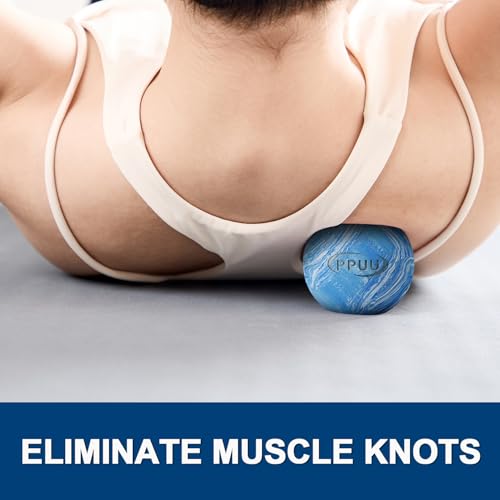 Massage Lacrosse Ball for Myofascial & Trigger Point Release, Muscle Knots, Yoga Therapy – Improves Joint Mobility & Relieves Pain – Shoulder, Back, Plantar Fascia,HIPS– Set of 2 Balls (Blue & Purple) - color: Blue & Purple