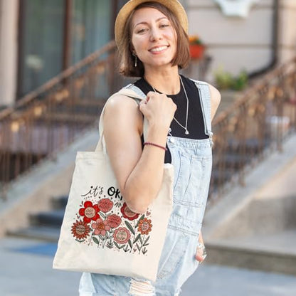 Inspirational Christian Gifts Canvas Tote Bag for Women, Christmas Friendship Birthday Religious Grocery Bags - color: Okay