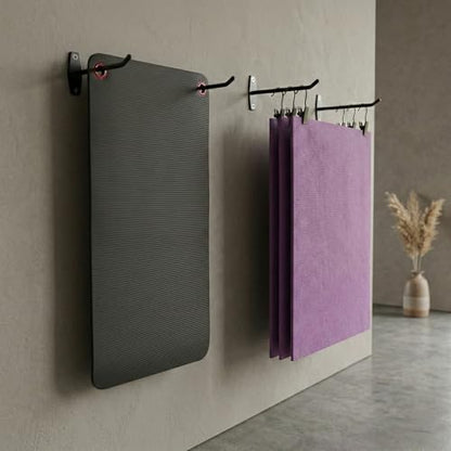 Wall Mount Yoga Mat Holder: Hanging Metal Rack For Eyelet Exercise Mats